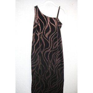 AGB Vintage Strappy Velevet Maxi Dress-Size 10-Side Slit-Whimsigoth-Glittery